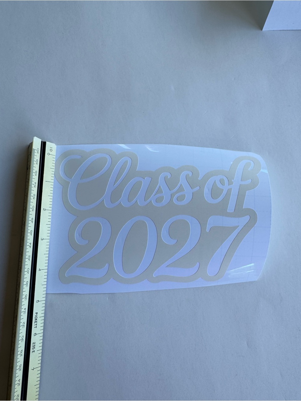 Class of 2027 White vinyl Decal
